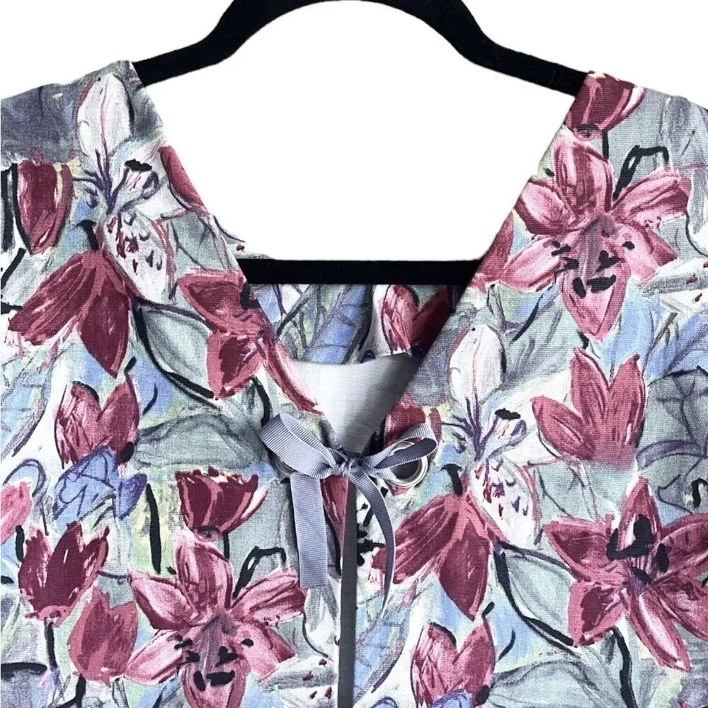 NWT Zara Multicolor Floral Mini Dress Size L Ruffled Short Sleeves Bow V Back - Picture 7 of 10